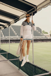 White Pleated 14 Inch Performance Jersey Lillian Tennis Skirt